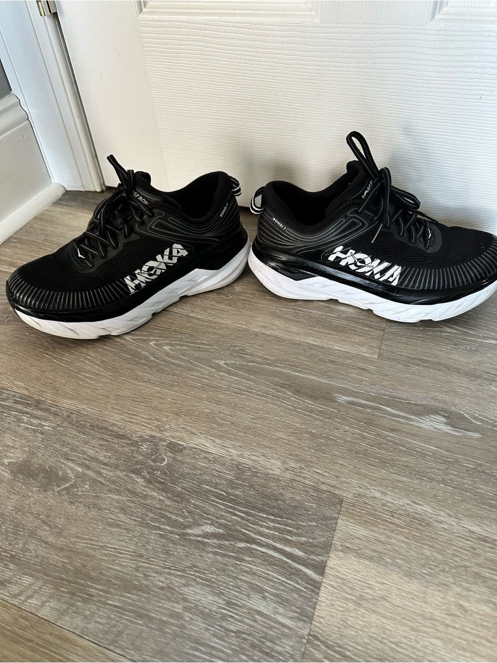 Hoka Bondi 7 Black White womens Running Shoes sneakers 6.5 walking one one - Picture 2 of 14
